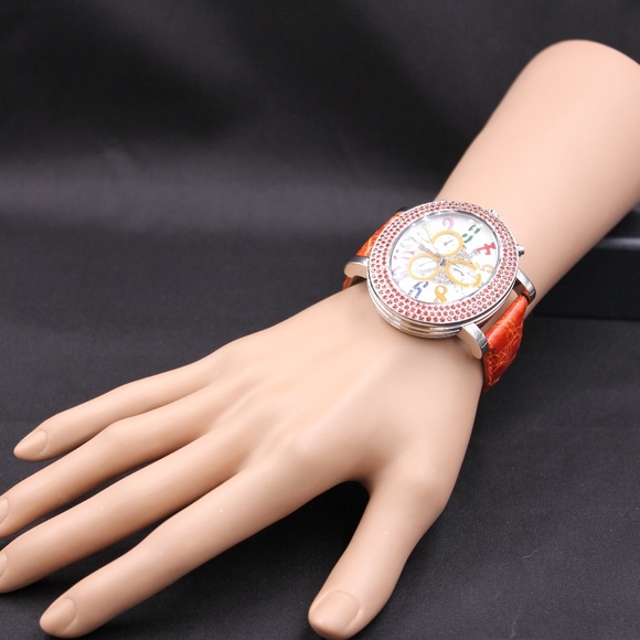 Diamond Orange Sapphire 4.38 Tcw Watch main image 5